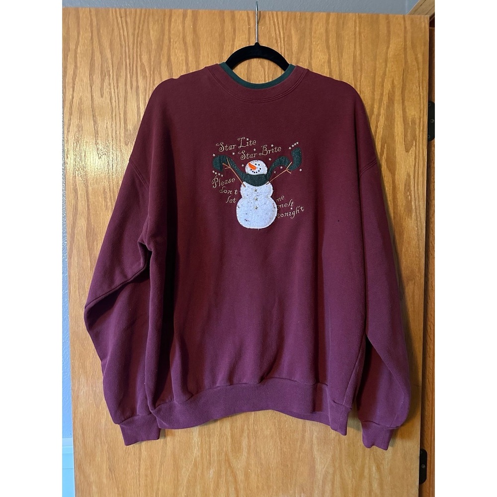 M&C Sportswear VTG Snowman Sweatshirt Women's XL Cottage Grandma